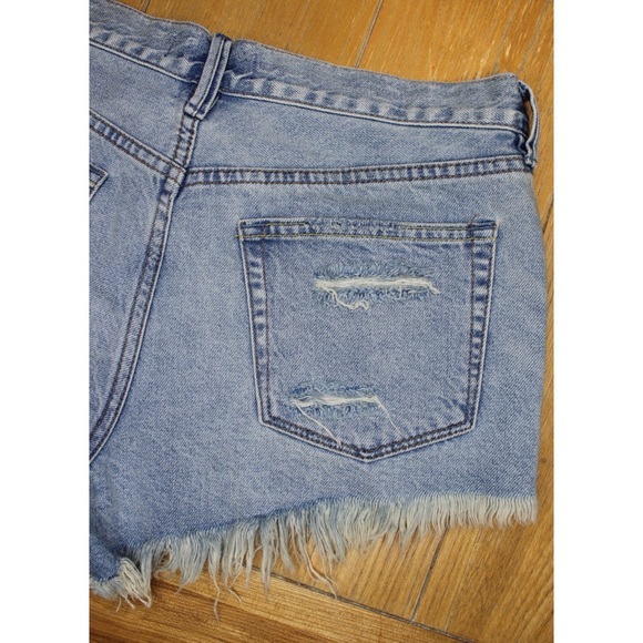 We the Free High Rise Distressed Denim Frayed Fringe Hem Jean shorts 28 6 - Picture 6 of 7